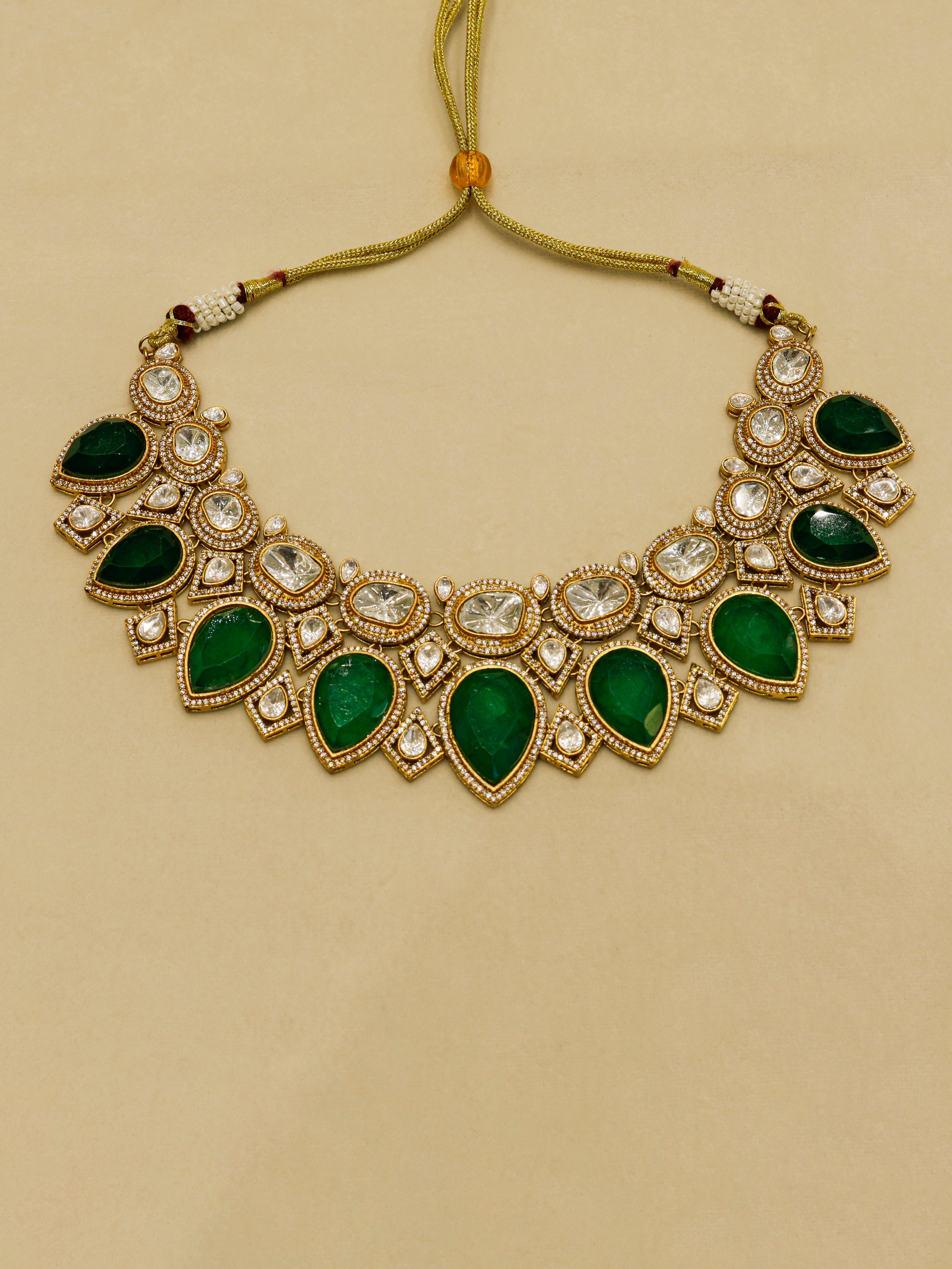 Aanura Grand Red Bridal Necklace with Kundan Embellishments