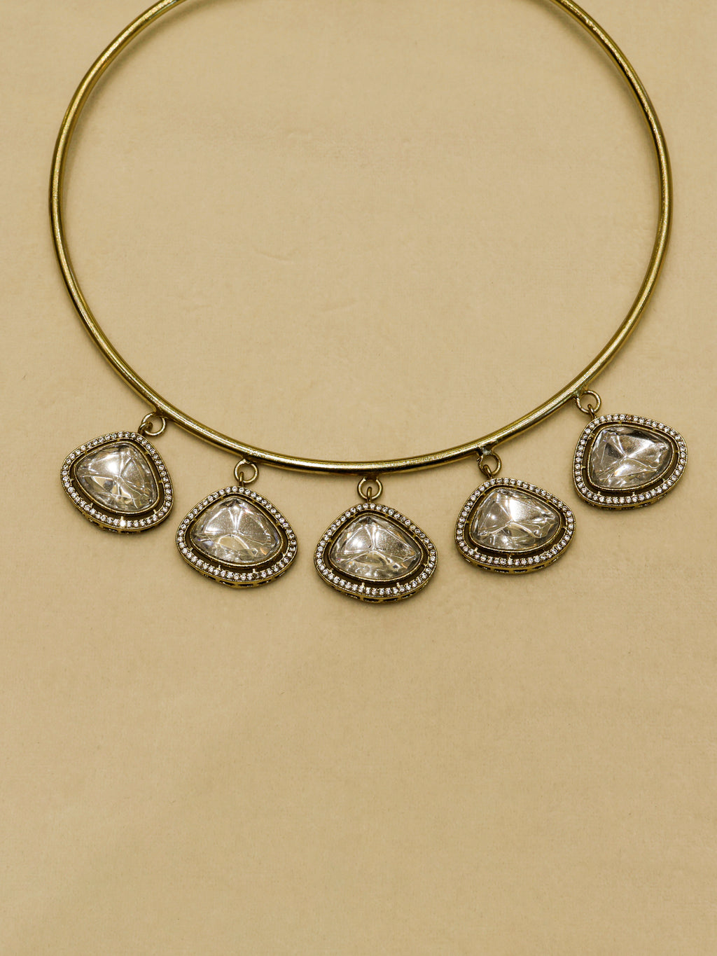 Aanura Statement Kundan Necklace with Mirror Crystals