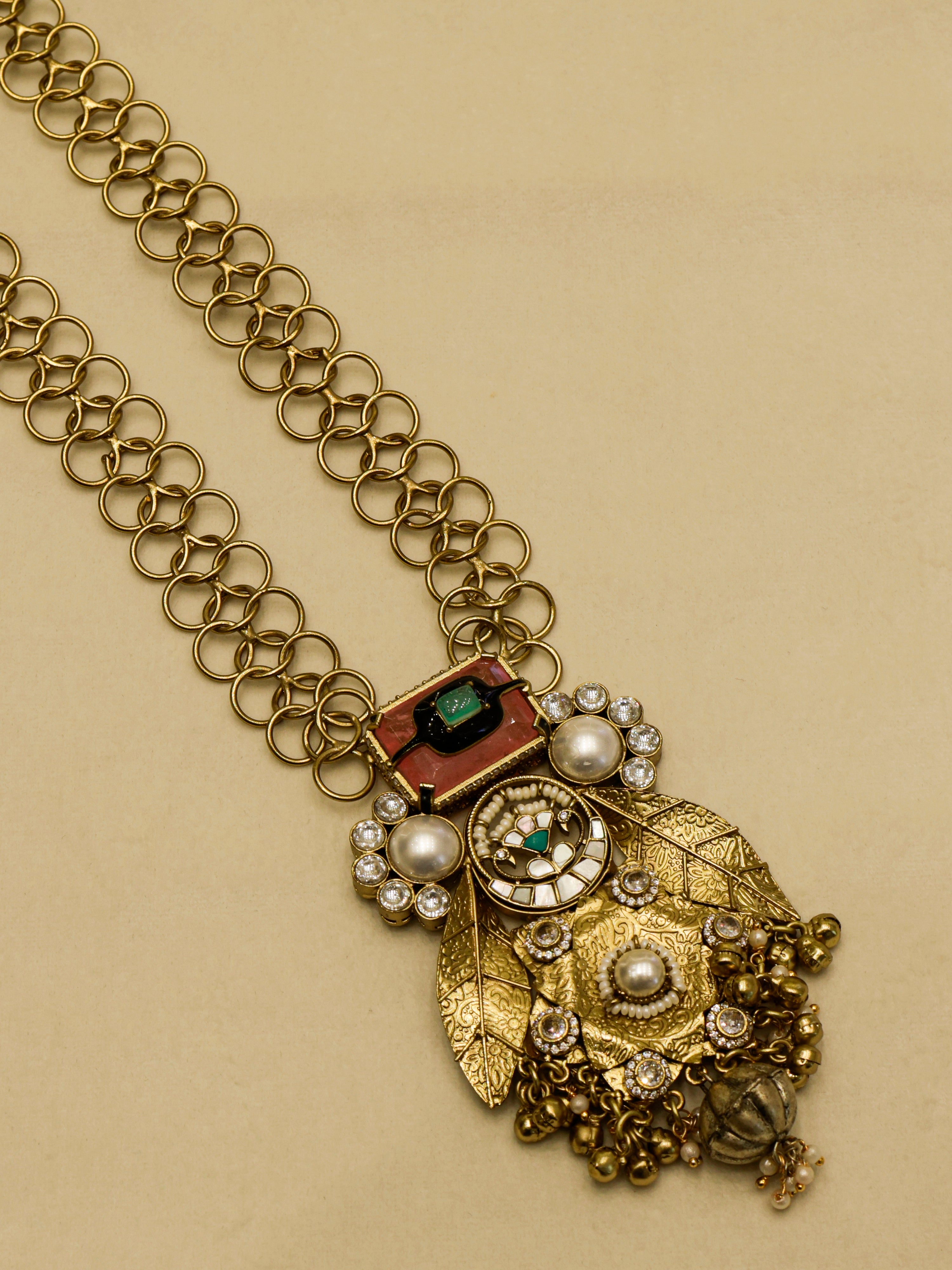 Aanura Antique Statement Pendant Necklace & Earrings