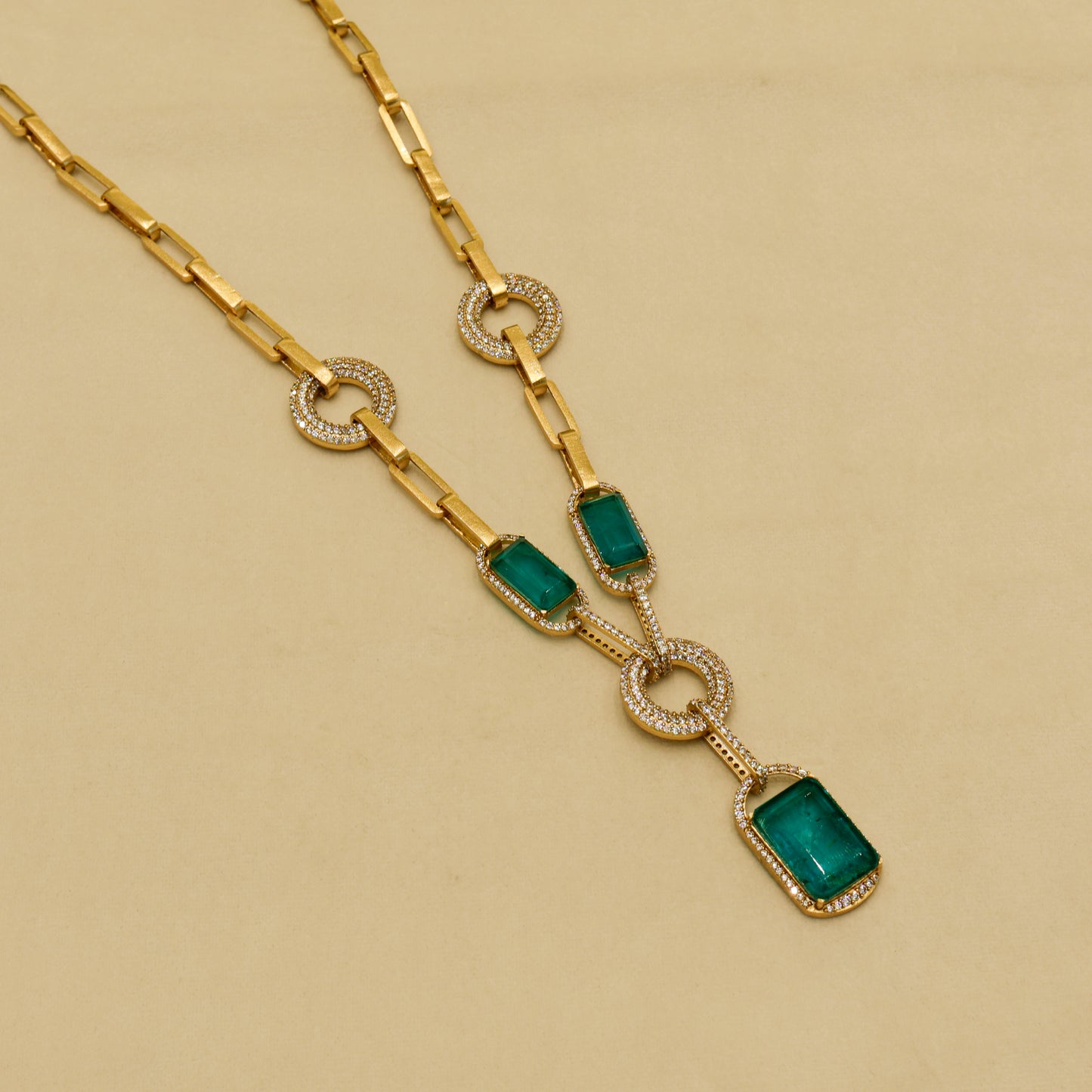 Aanura Yellow Stone Modern Necklace Set with Earrings