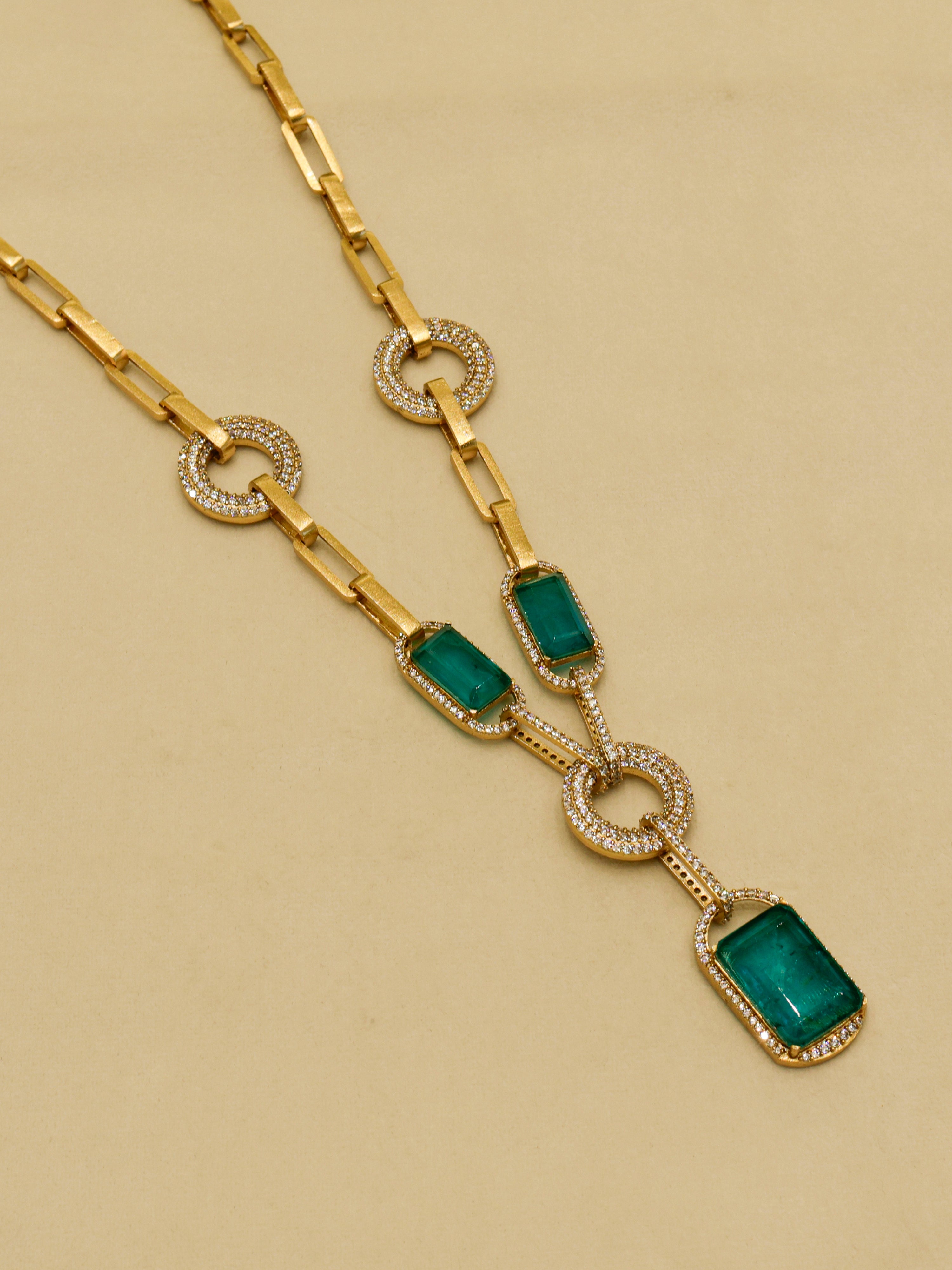 Aanura Yellow Stone Modern Necklace Set with Earrings