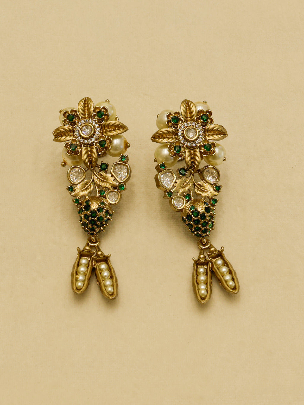 Aanura Antique Floral Pendant Necklace with Pearls