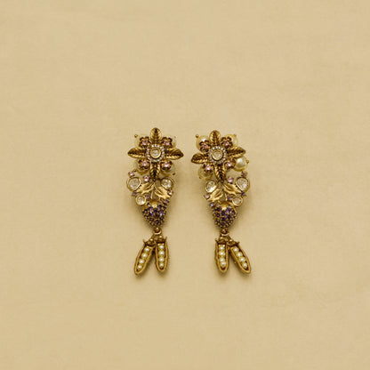 Aanura Antique Floral Pendant Necklace with Pearls