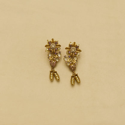 Aanura Antique Floral Pendant Necklace with Pearls