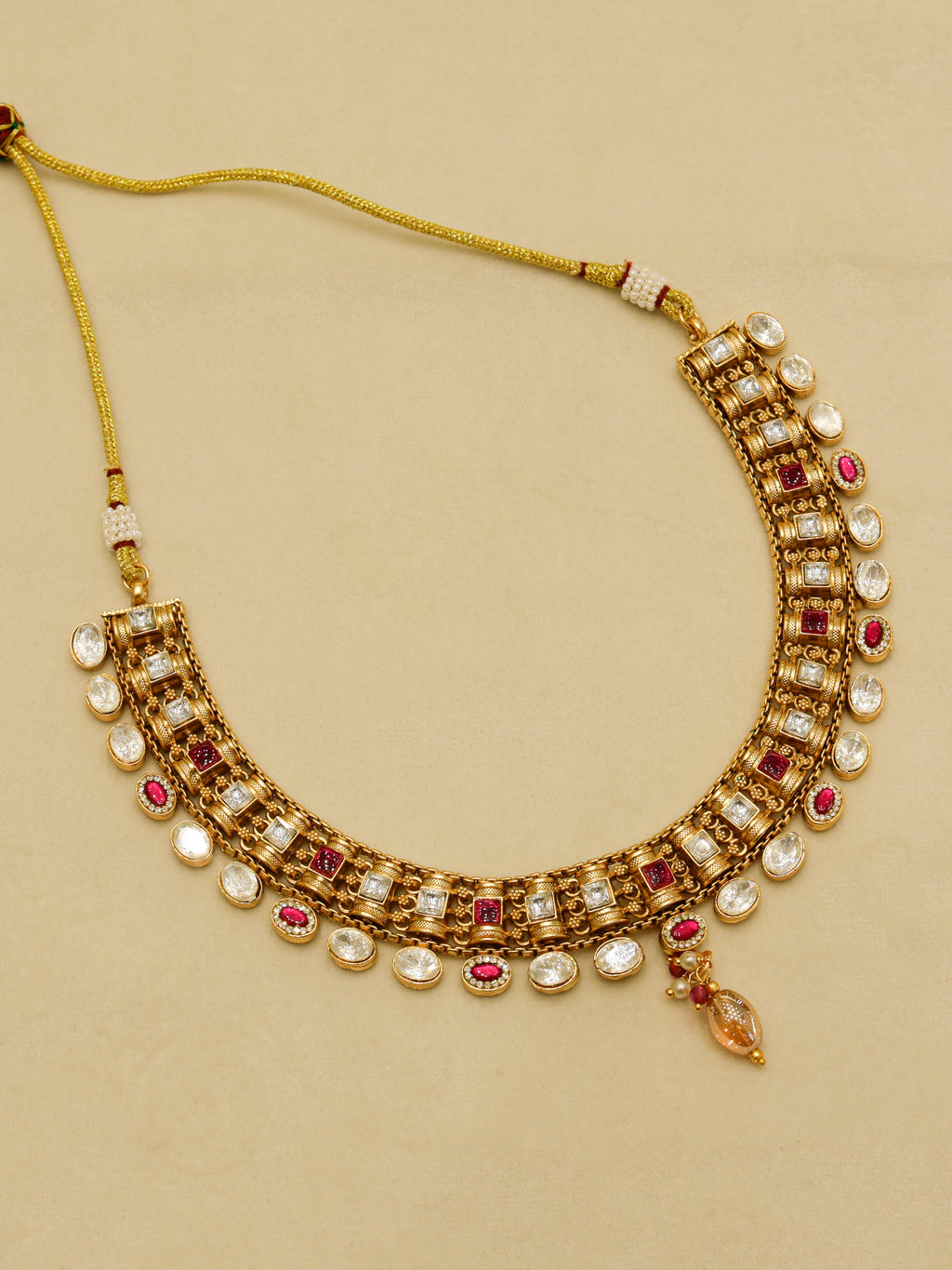 Classic Kundan Pearl Drop Necklace with Matching Earrings