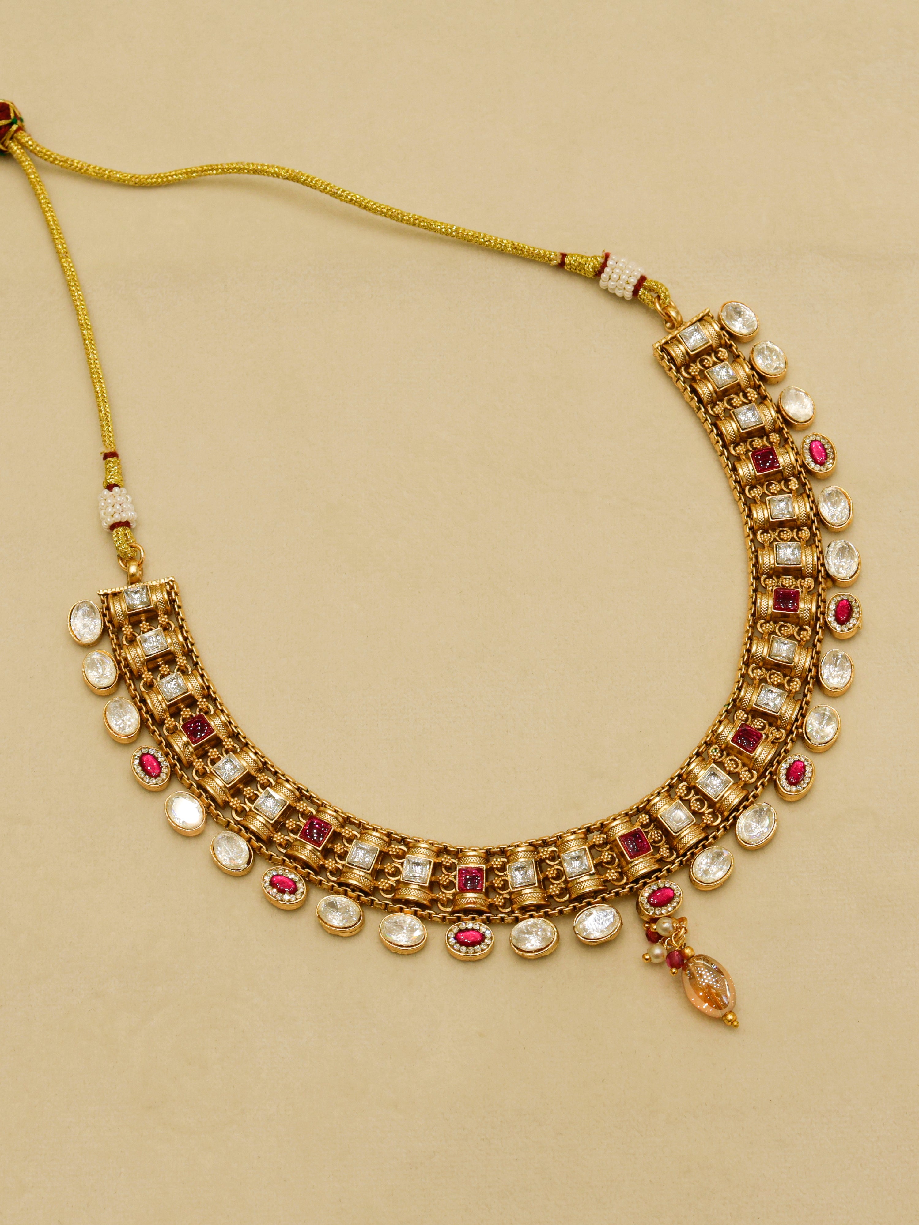 Classic Kundan Pearl Drop Necklace with Matching Earrings