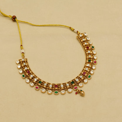 Classic Kundan Pearl Drop Necklace with Matching Earrings