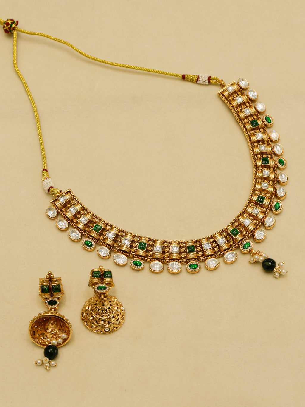 Classic Kundan Pearl Drop Necklace with Matching Earrings