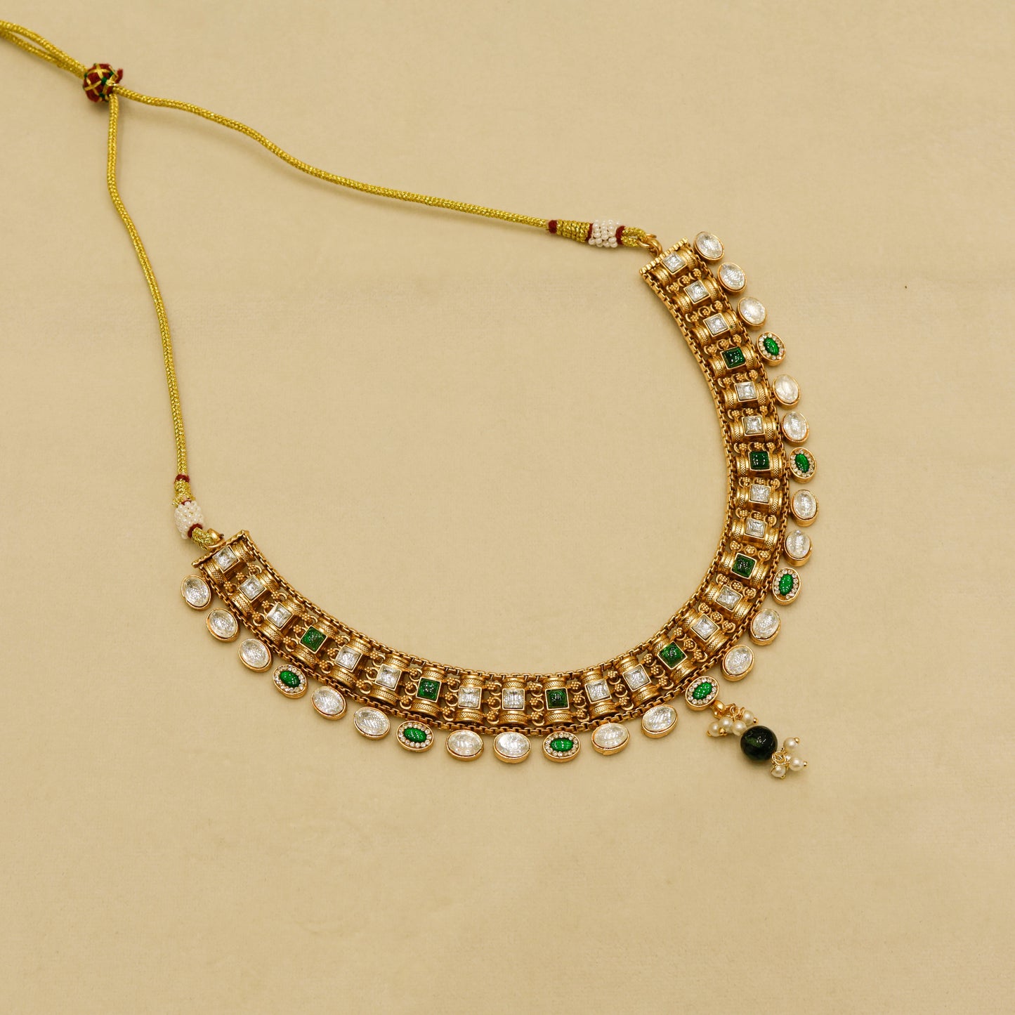 Classic Kundan Pearl Drop Necklace with Matching Earrings