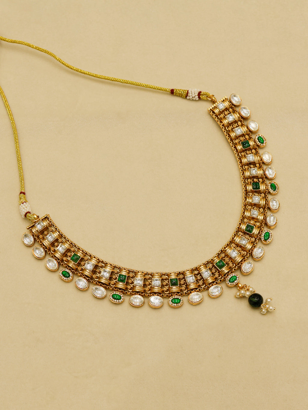 Classic Kundan Pearl Drop Necklace with Matching Earrings