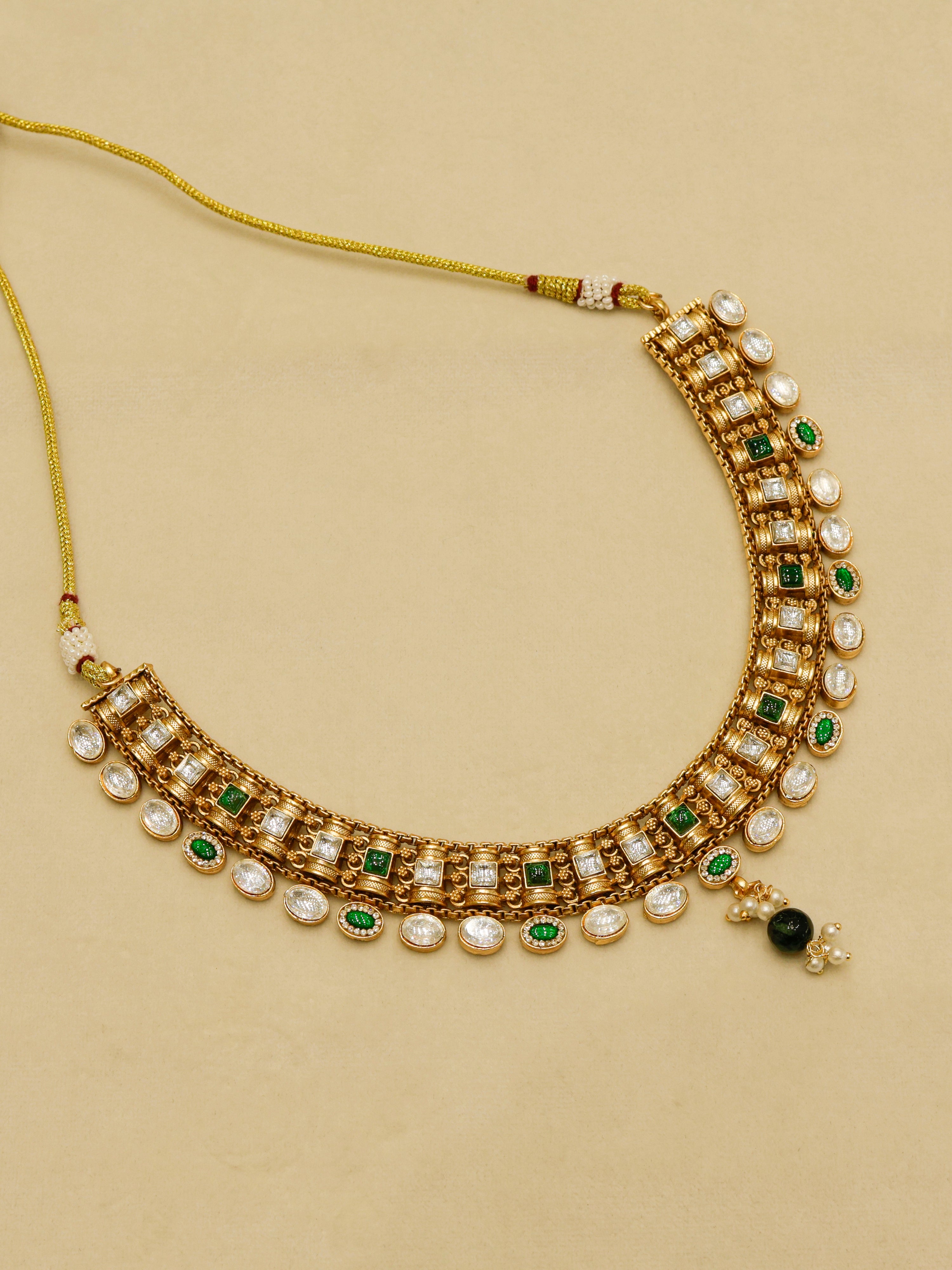 Classic Kundan Pearl Drop Necklace with Matching Earrings