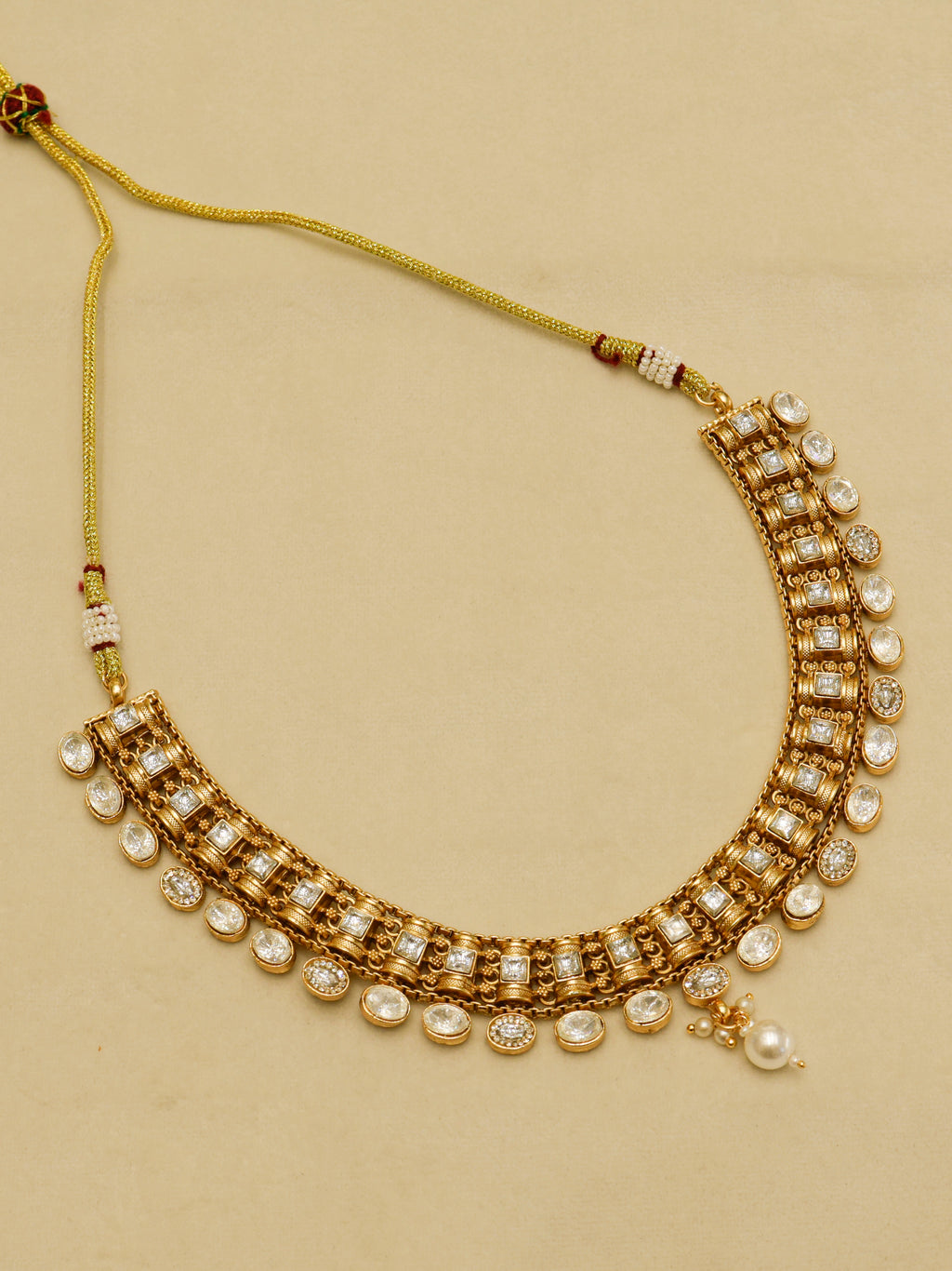 Classic Kundan Pearl Drop Necklace with Matching Earrings