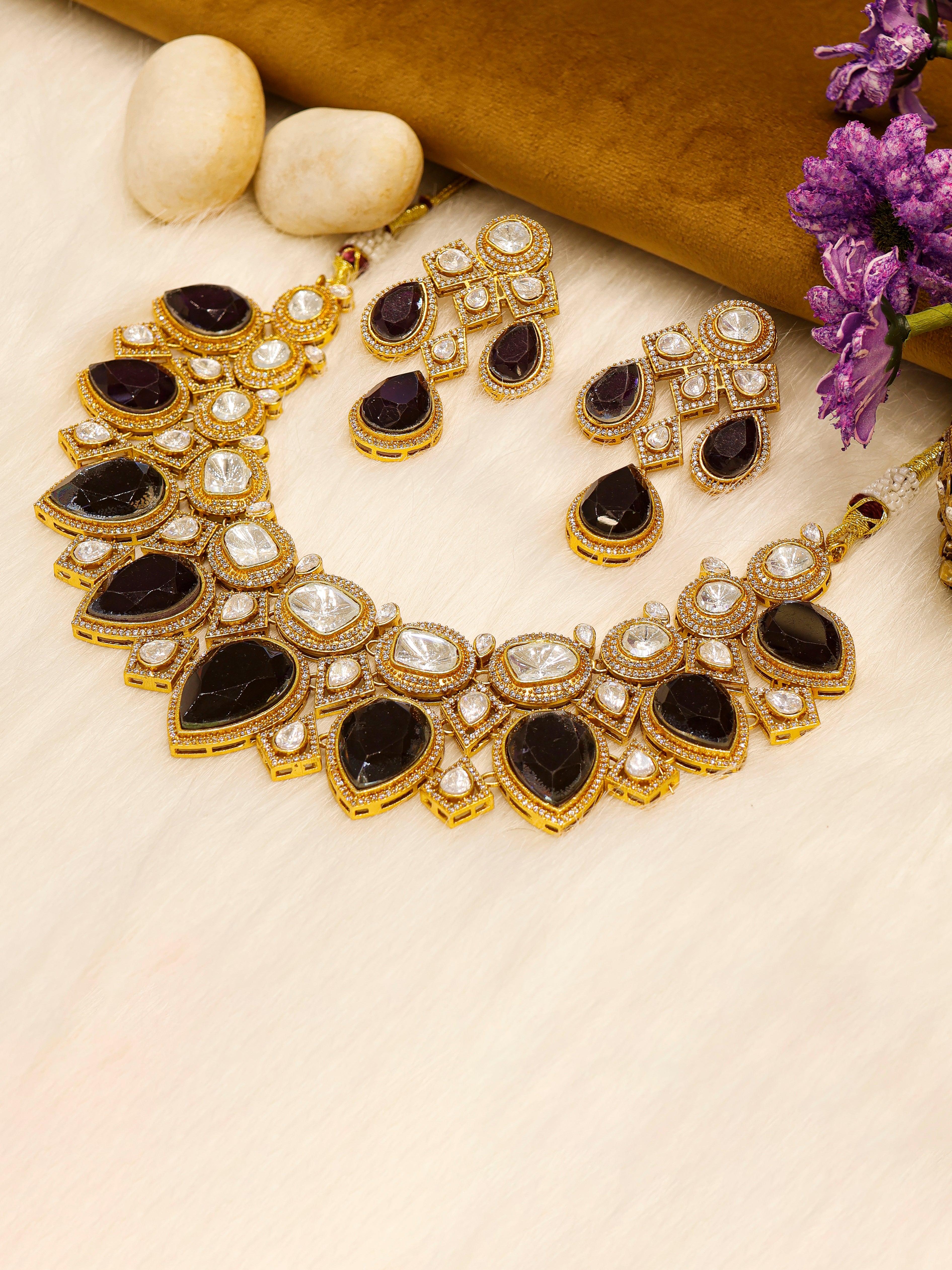 Aanura Grand Red Bridal Necklace with Kundan Embellishments