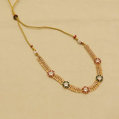 Aanura Delicate Floral Kundan Necklace Set with Earrings