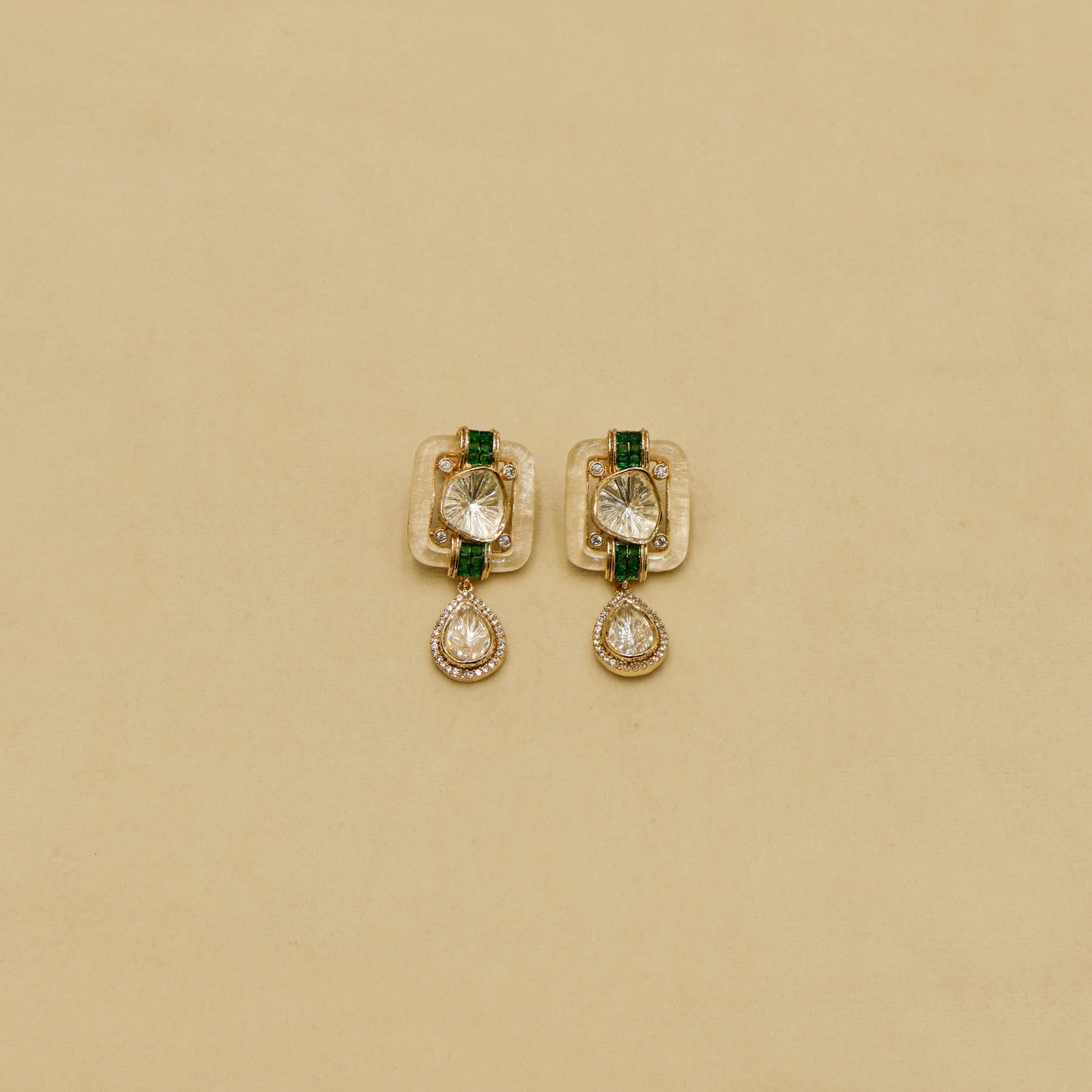 Aanura Statement Choker Necklace with Square Motif & Earrings