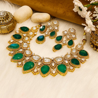 Aanura Grand Red Bridal Necklace with Kundan Embellishments