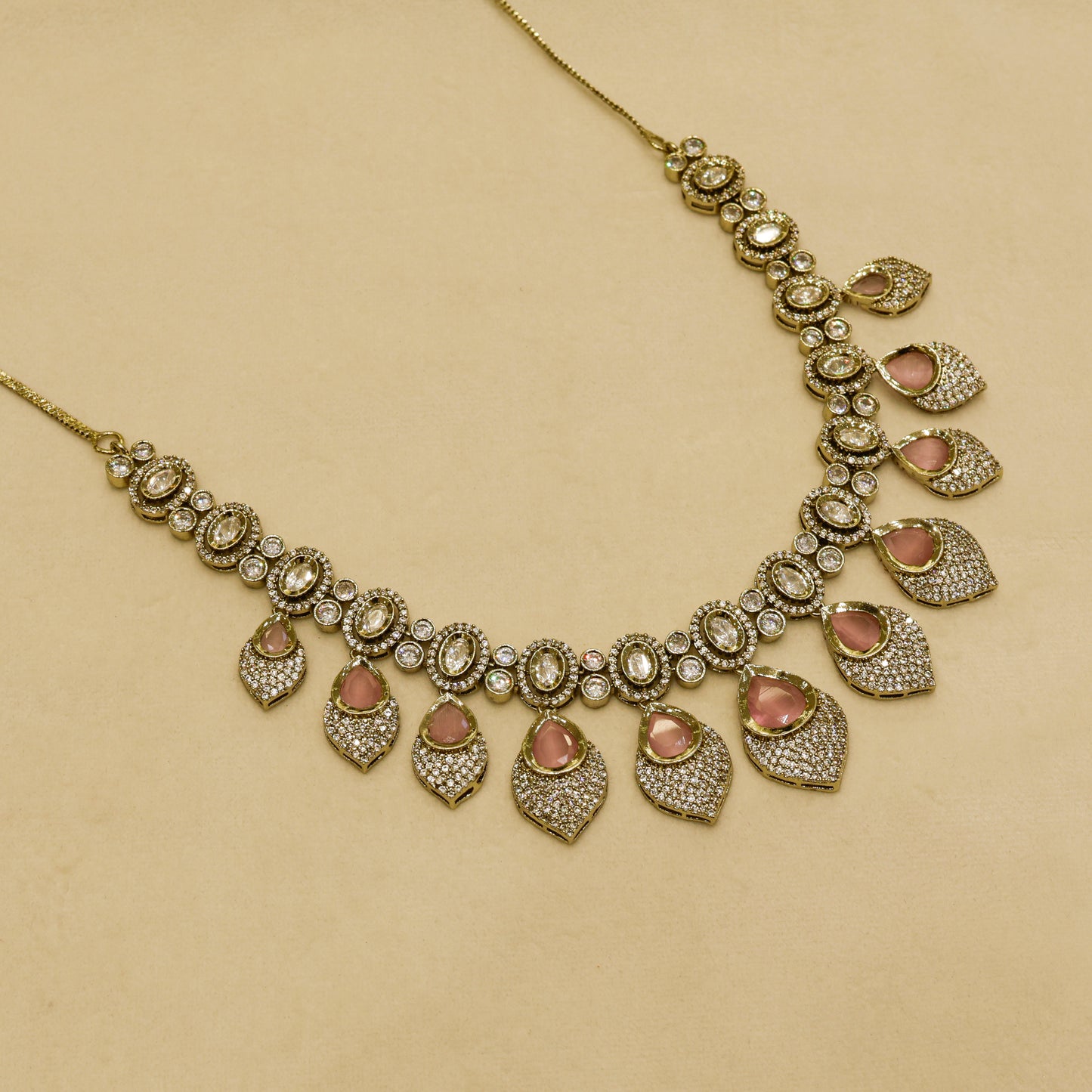 Aanura Lavender Drop Kundan Necklace Set with Earrings