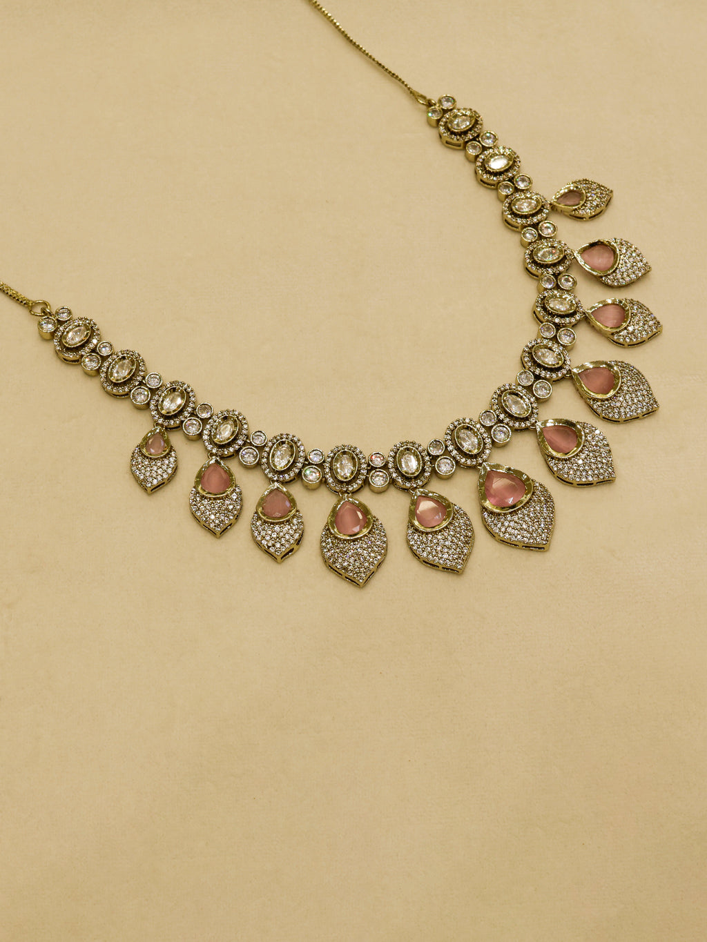 Aanura Lavender Drop Kundan Necklace Set with Earrings