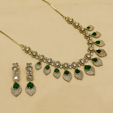 Aanura Lavender Drop Kundan Necklace Set with Earrings