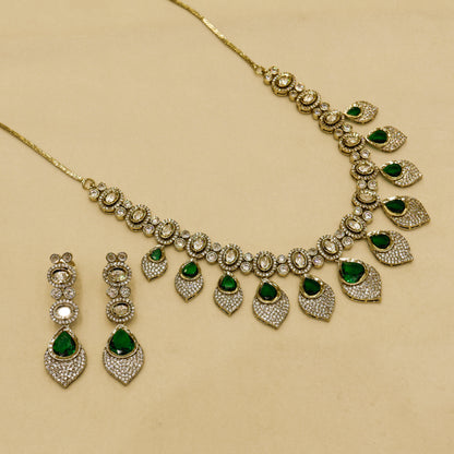 Aanura Lavender Drop Kundan Necklace Set with Earrings