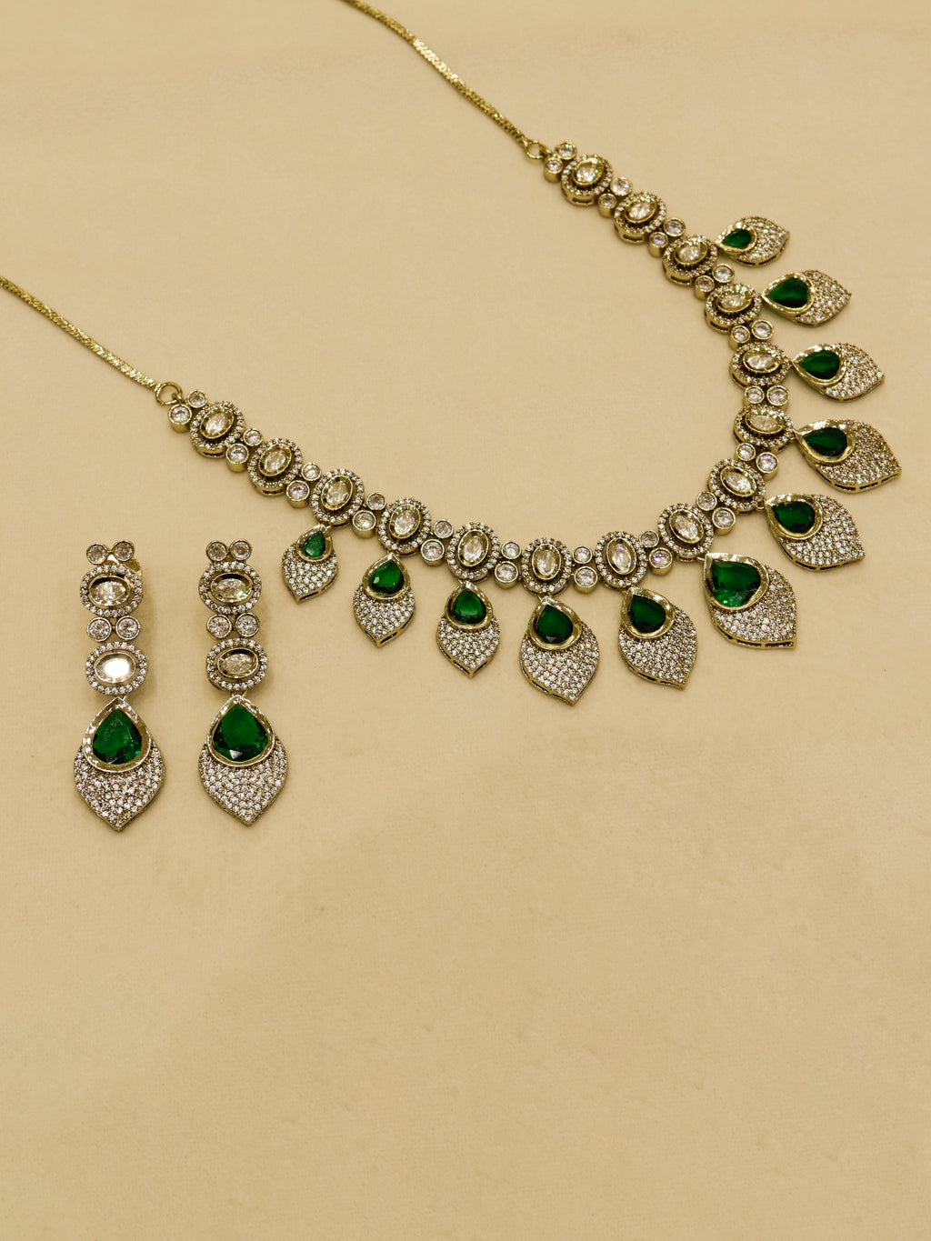 Aanura Lavender Drop Kundan Necklace Set with Earrings