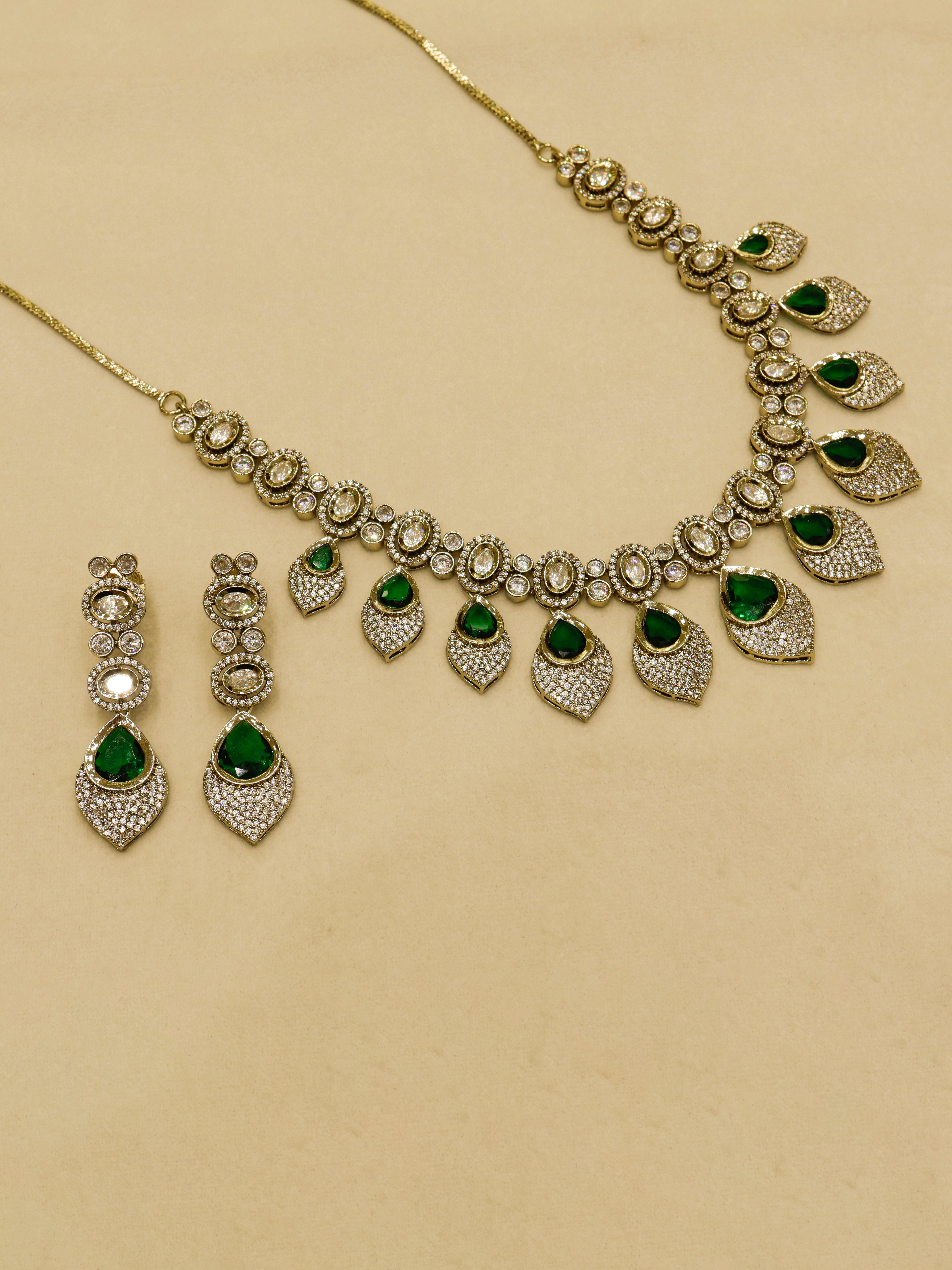 Aanura Lavender Drop Kundan Necklace Set with Earrings