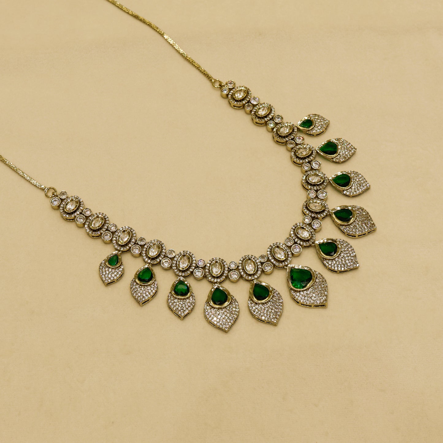 Aanura Lavender Drop Kundan Necklace Set with Earrings