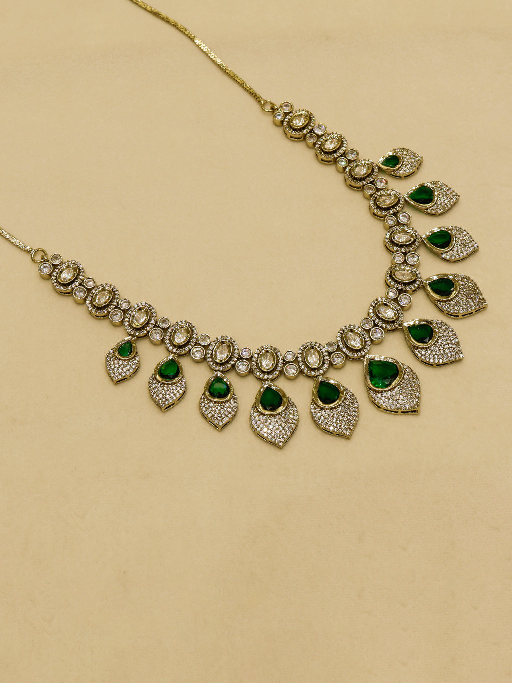 Aanura Lavender Drop Kundan Necklace Set with Earrings