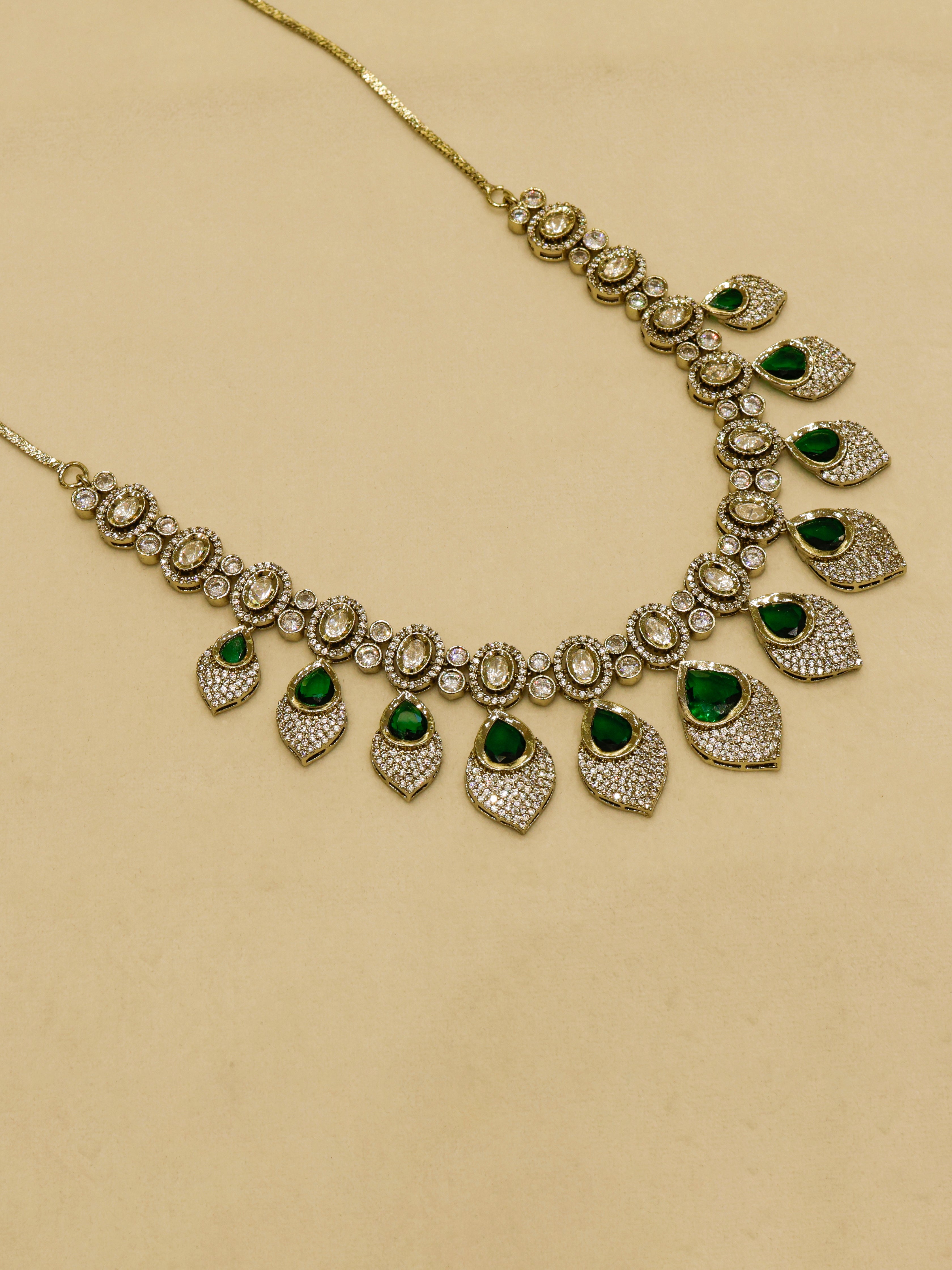 Aanura Lavender Drop Kundan Necklace Set with Earrings