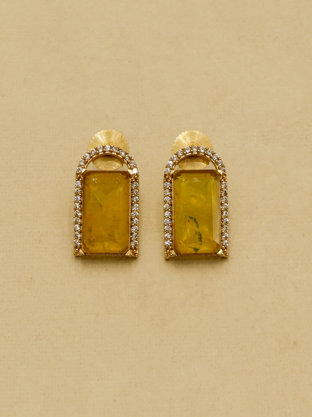 Aanura Yellow Stone Modern Necklace Set with Earrings