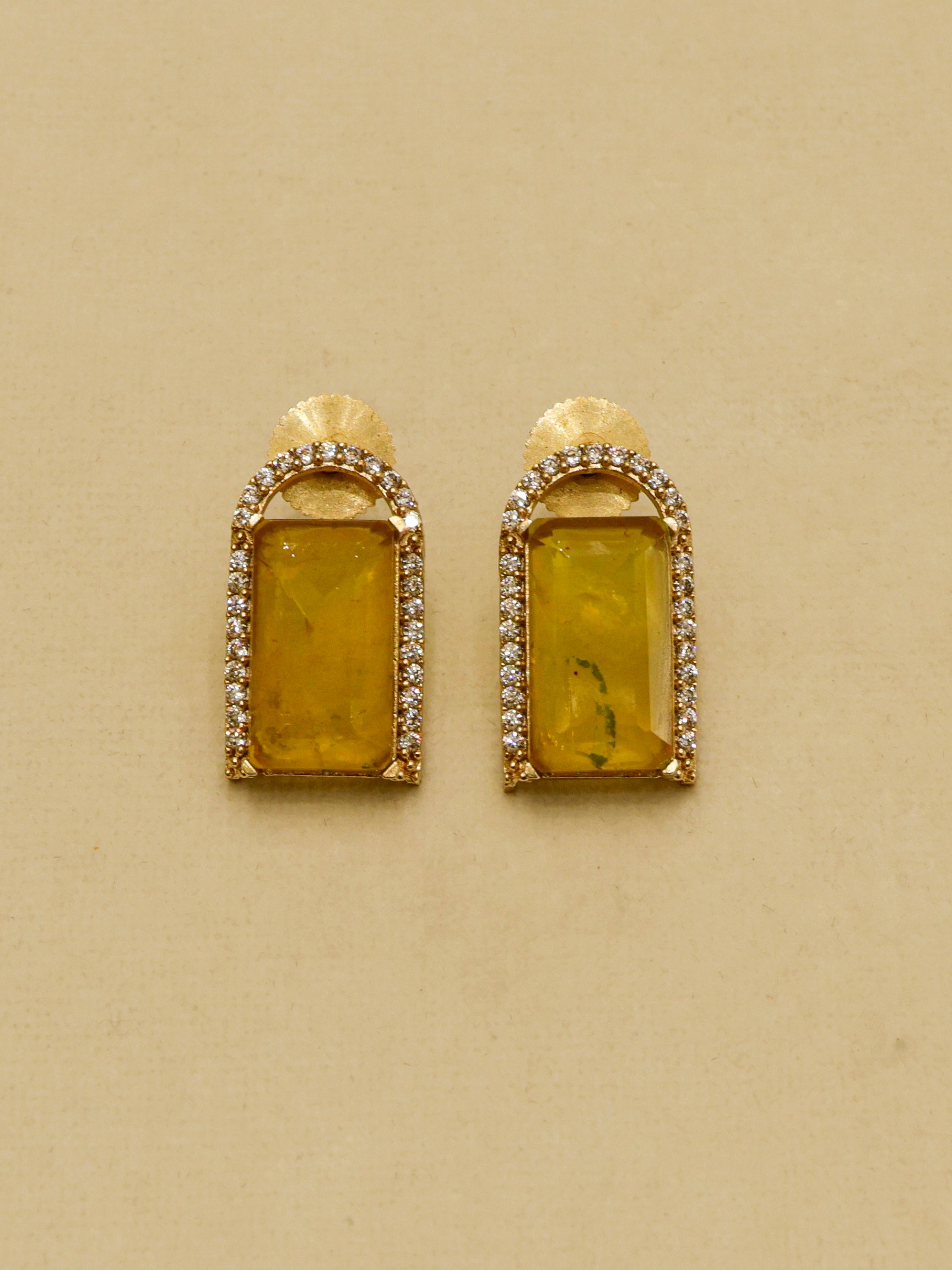 Aanura Yellow Stone Modern Necklace Set with Earrings