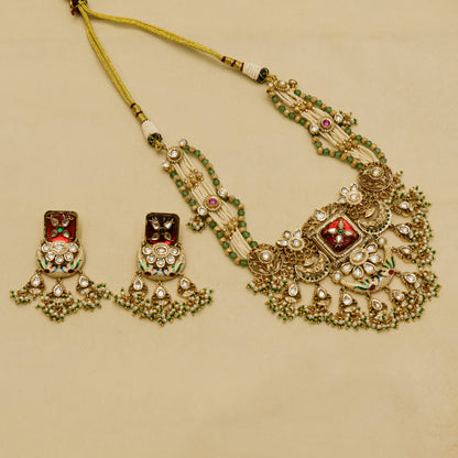 Aanura Rajasthani Meenakari Kundan Choker Necklace