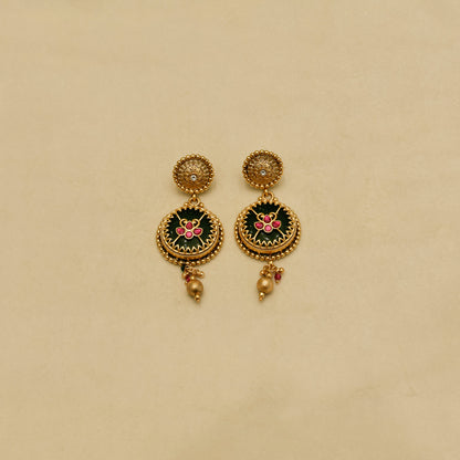 Aanura Circular Heritage Necklace with Green Stones