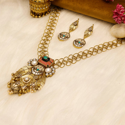Aanura Antique Statement Pendant Necklace & Earrings