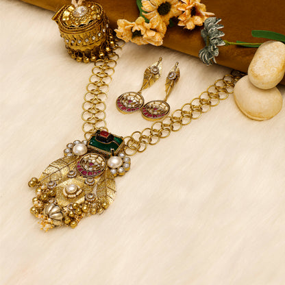Aanura Antique Statement Pendant Necklace & Earrings