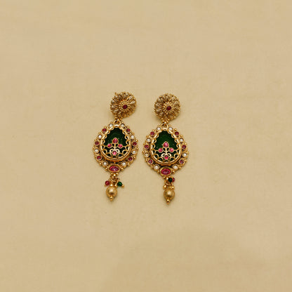 Aanura Antique Necklace with Ruby Teardrop Pendant