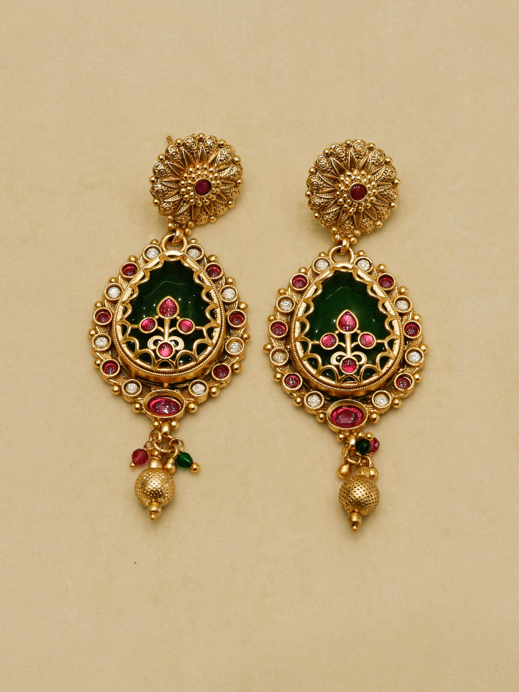 Aanura Antique Necklace with Ruby Teardrop Pendant