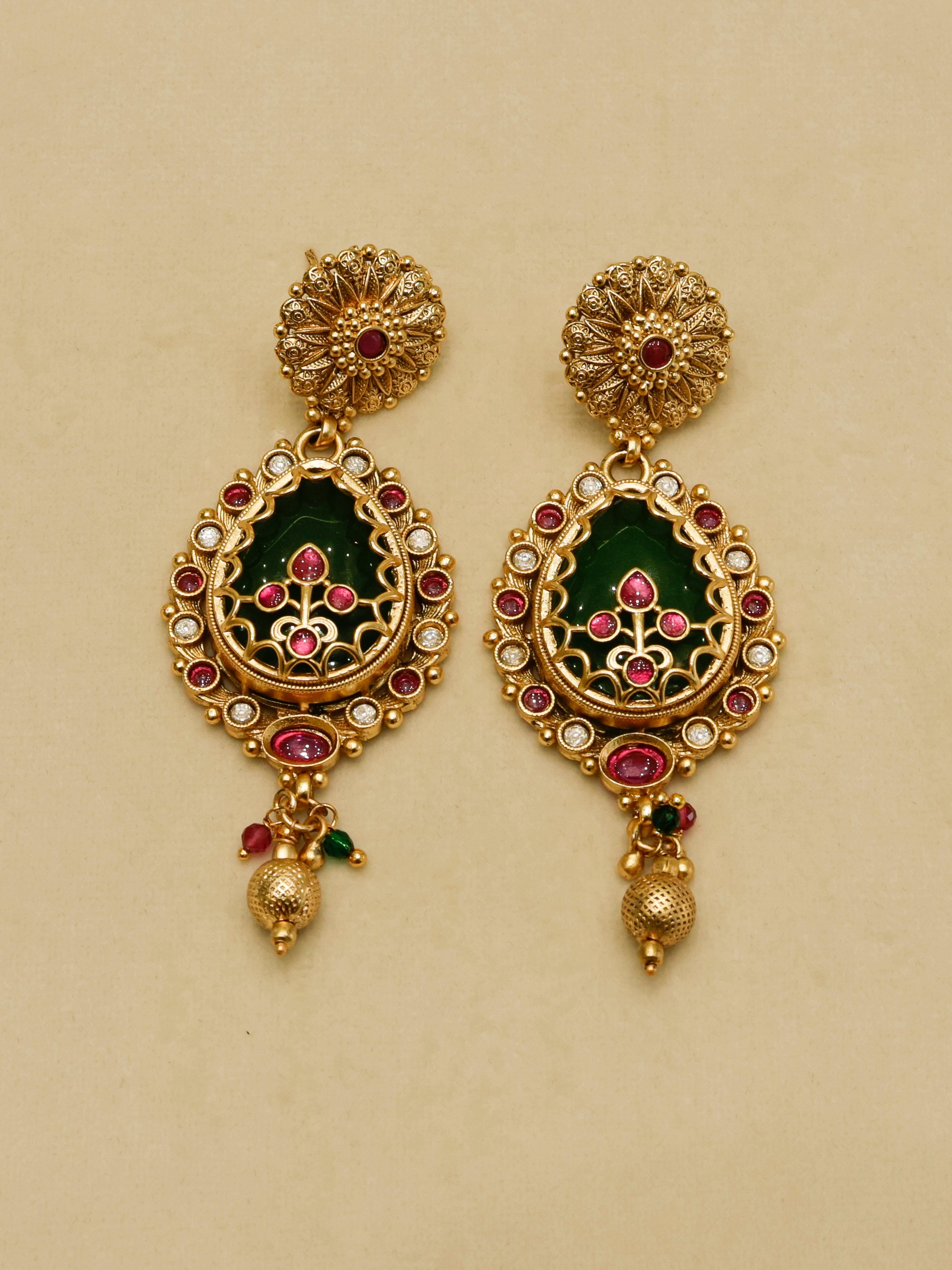 Aanura Antique Necklace with Ruby Teardrop Pendant