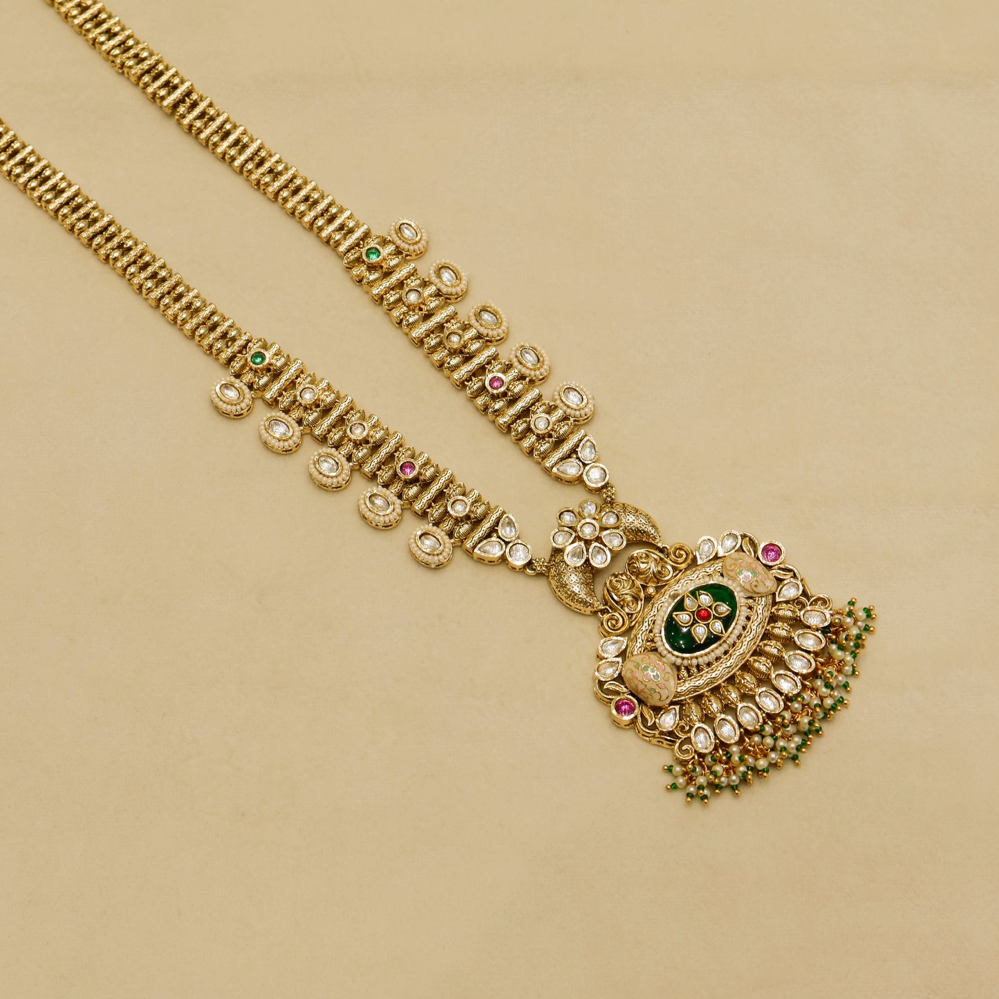 Aanura Antique Rani Haar with Kundan & Pearl Pendant