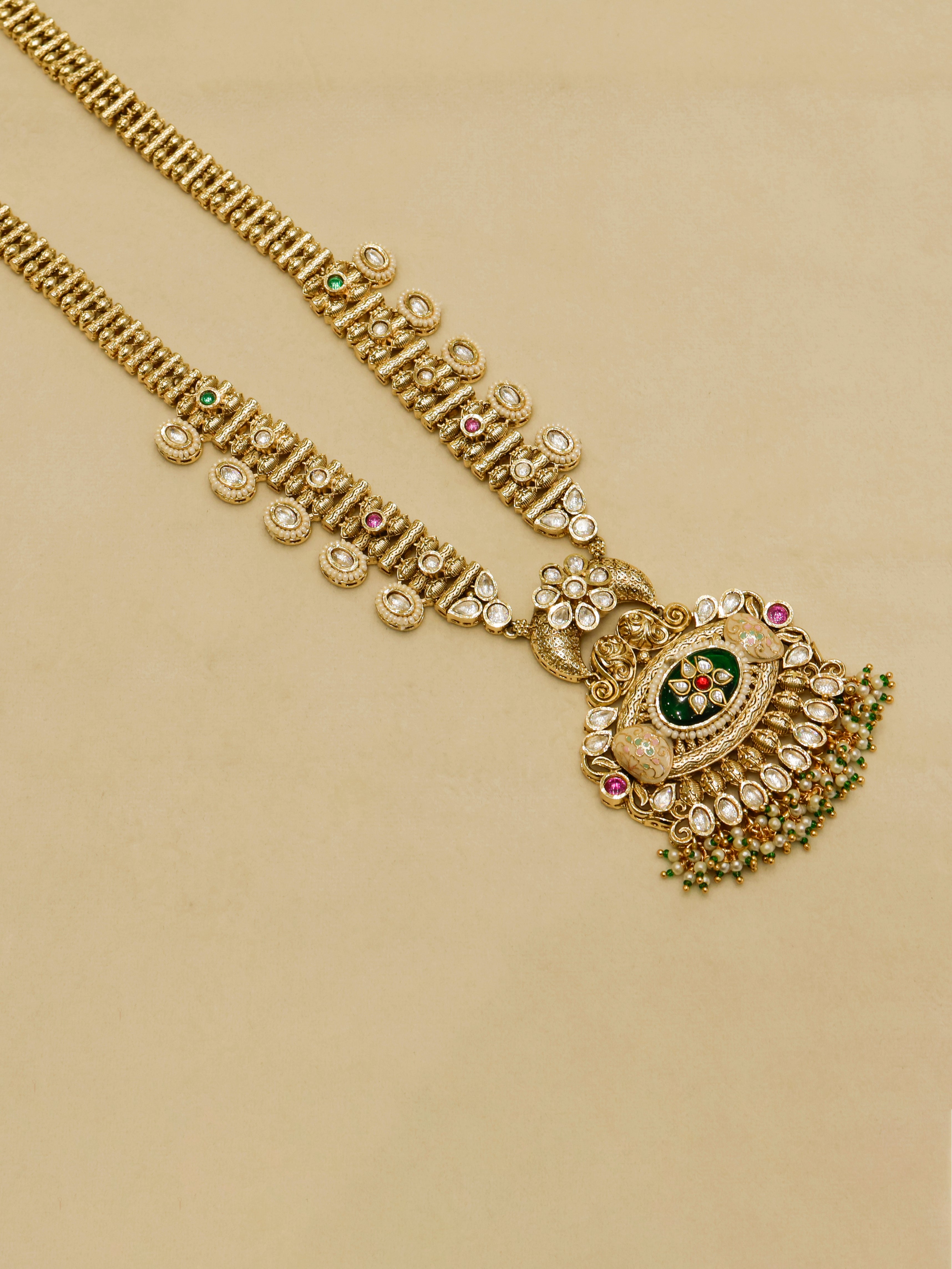 Aanura Antique Rani Haar with Kundan & Pearl Pendant