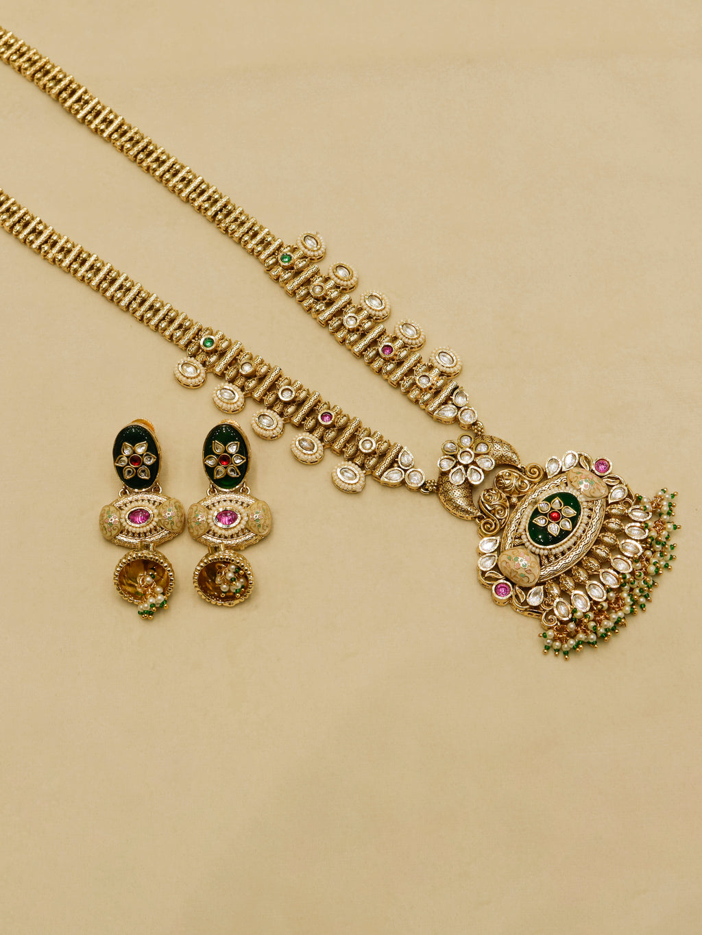 Aanura Antique Rani Haar with Kundan & Pearl Pendant