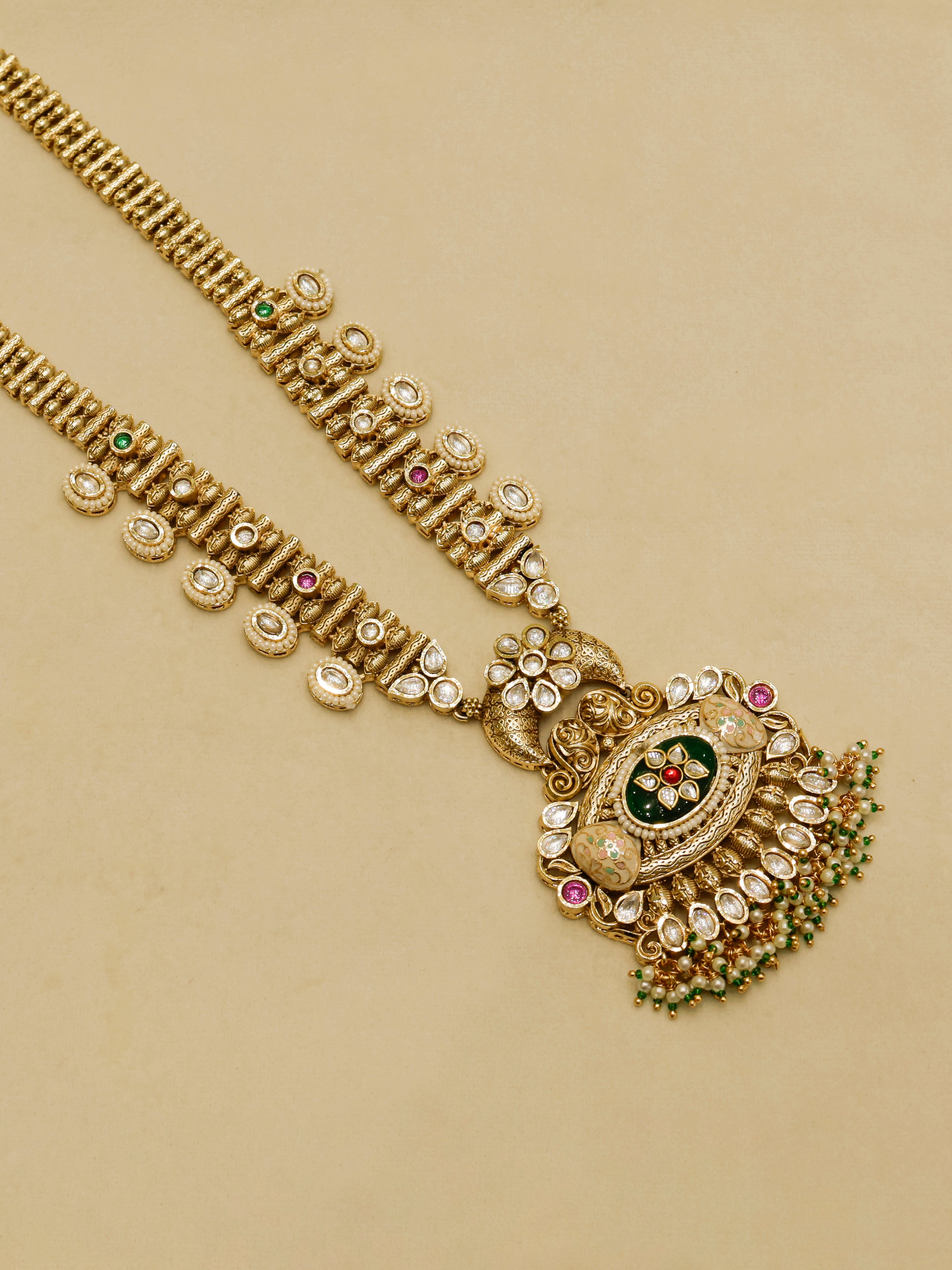 Aanura Antique Rani Haar with Kundan & Pearl Pendant