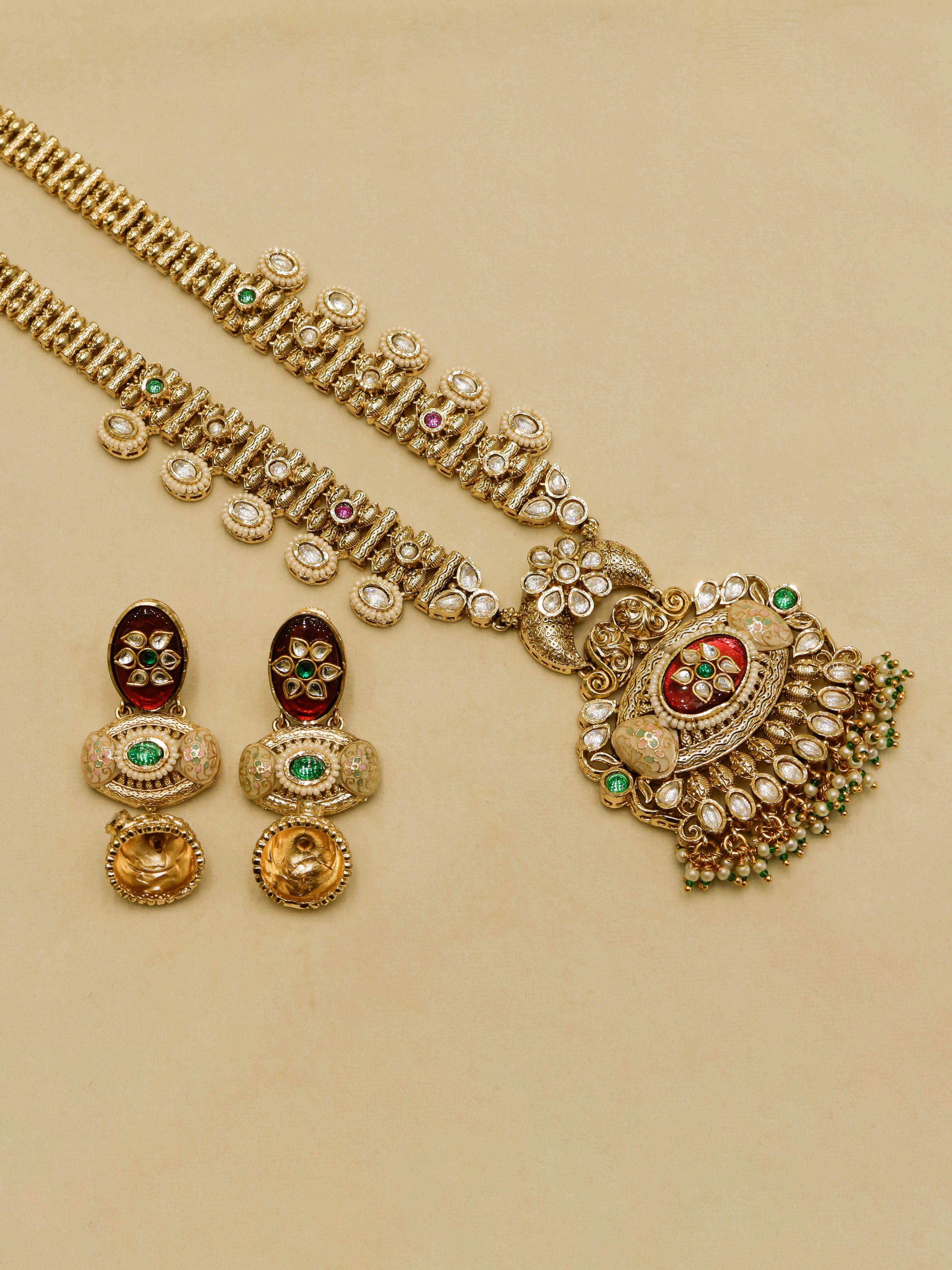 Aanura Antique Rani Haar with Kundan & Pearl Pendant