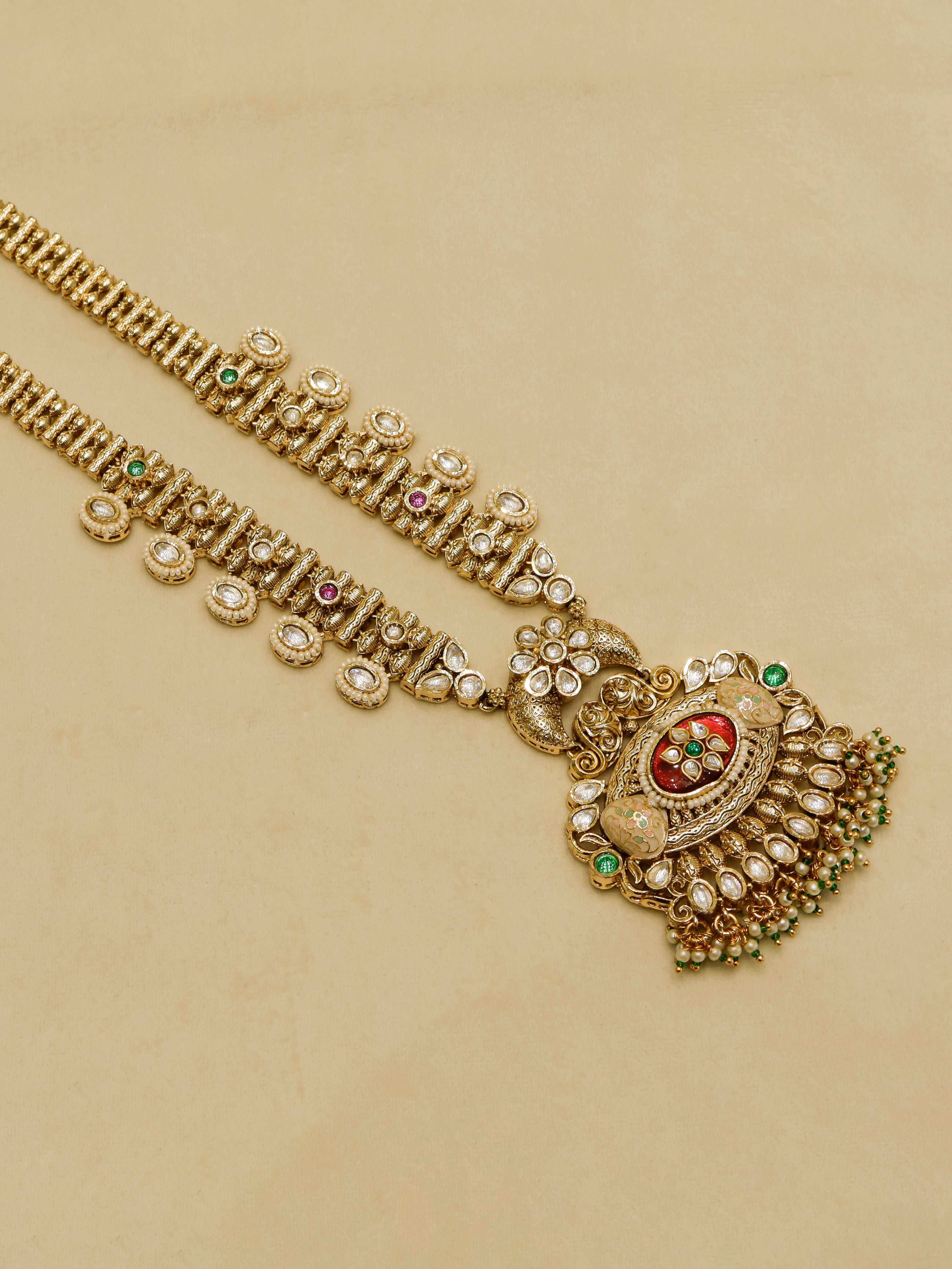 Aanura Antique Rani Haar with Kundan & Pearl Pendant