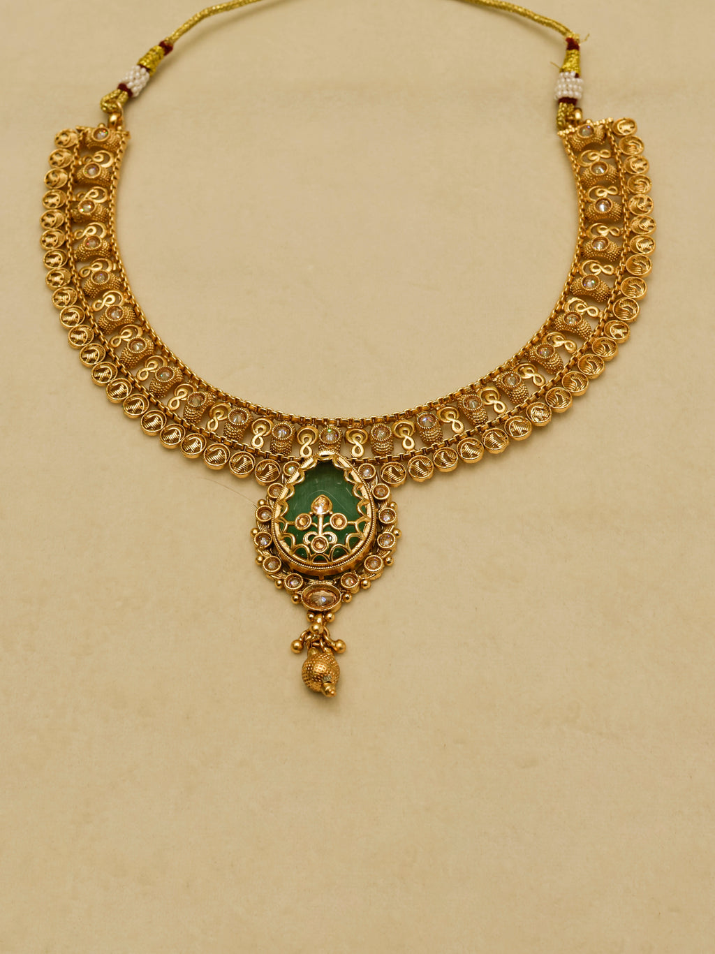 Aanura Antique Necklace with Ruby Teardrop Pendant