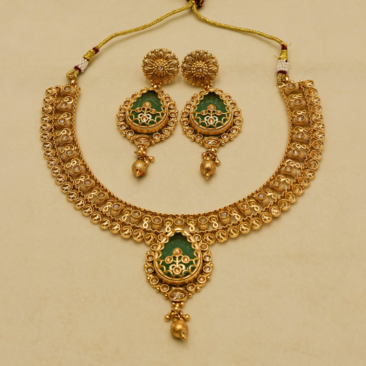 Aanura Antique Necklace with Ruby Teardrop Pendant