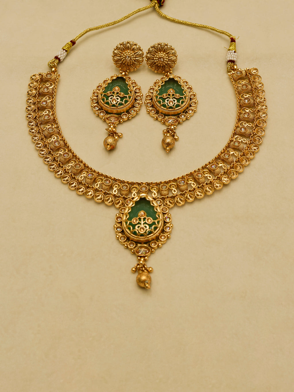 Aanura Antique Necklace with Ruby Teardrop Pendant