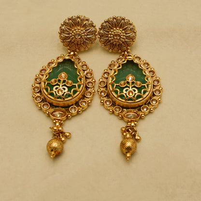 Aanura Antique Necklace with Ruby Teardrop Pendant