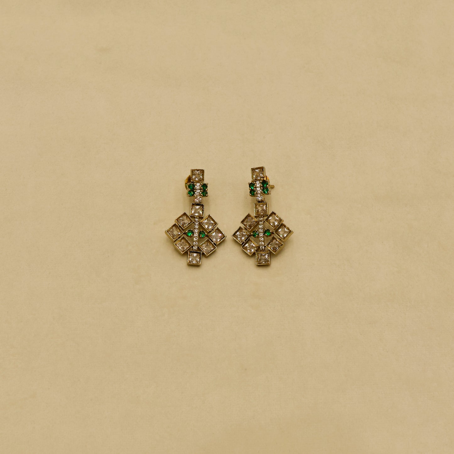 Aanura Green Beaded Choker Necklace Set with Earrings