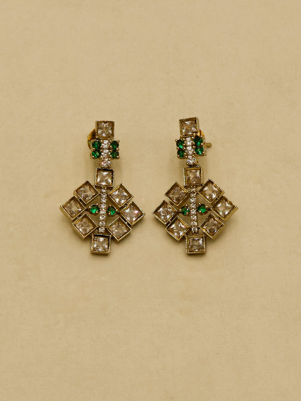 Aanura Green Beaded Choker Necklace Set with Earrings